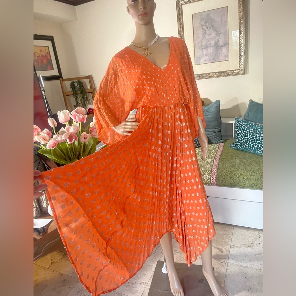 ASOS DESIGN Bright Orange Dobby Spot Strappy Dress - Size US 2 (Fits like S/M)